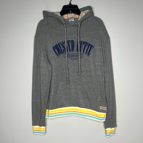 Crested Butte Colorado Hoodie Sweatshirt Heather Gray Sz M Hiking Ski Mountains - Picture 2 of 10